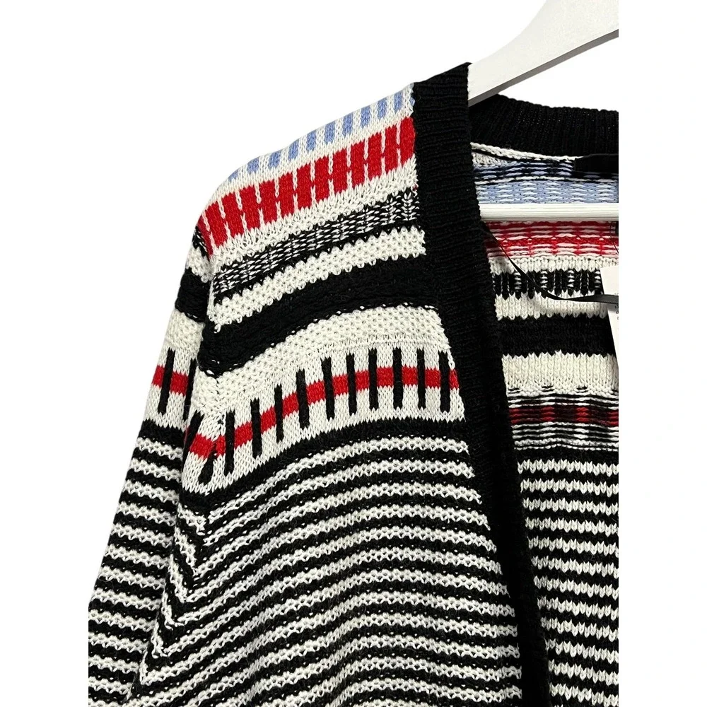 Lane Bryant Sweater Womens 18/20 Black White Stripe‎ Open Front Cardigan Knit